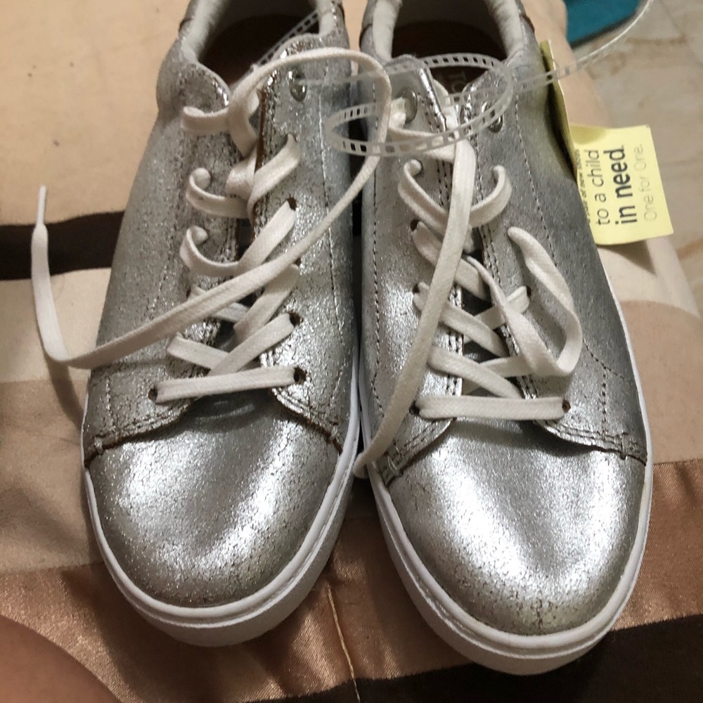 Toms silver shoes